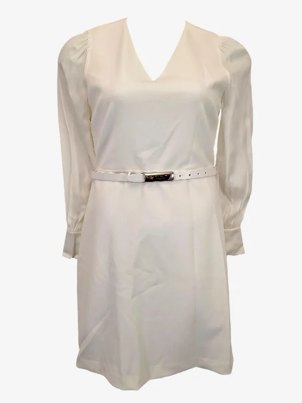 Elie Tahari Chalk Elegant Tailored Midi Dress Size 10