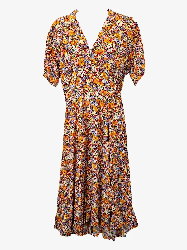 Faithfull The Brand Elegant Meadow Tea Midi Dress Size 12