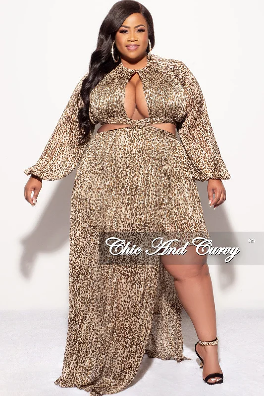 Final Sale Plus Size Chiffon Cutout Asymmetrical Highlow Dress in Animal Print