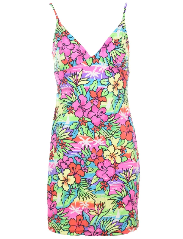 Floral Print Mini Dress - S