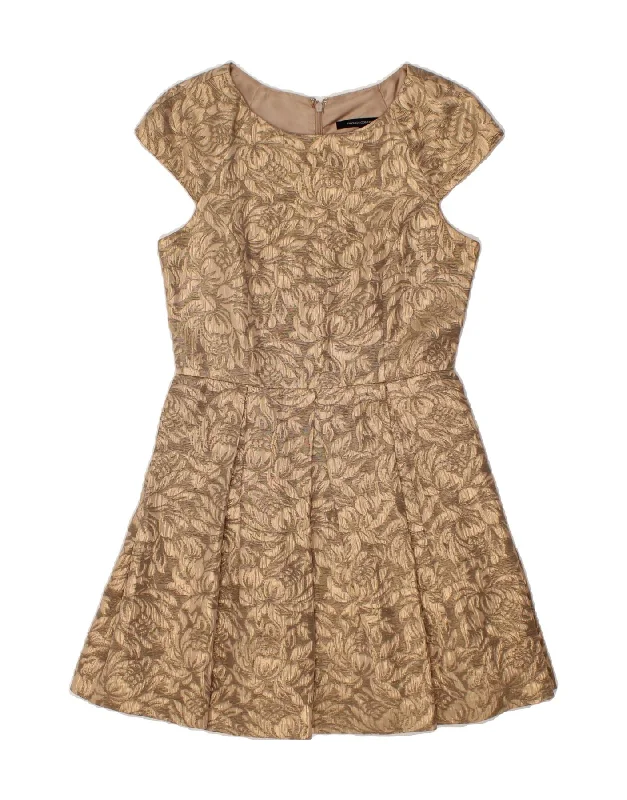 FRENCH CONNECTION Womens A-Line Dress UK 12 Medium  Brown Floral Acetate