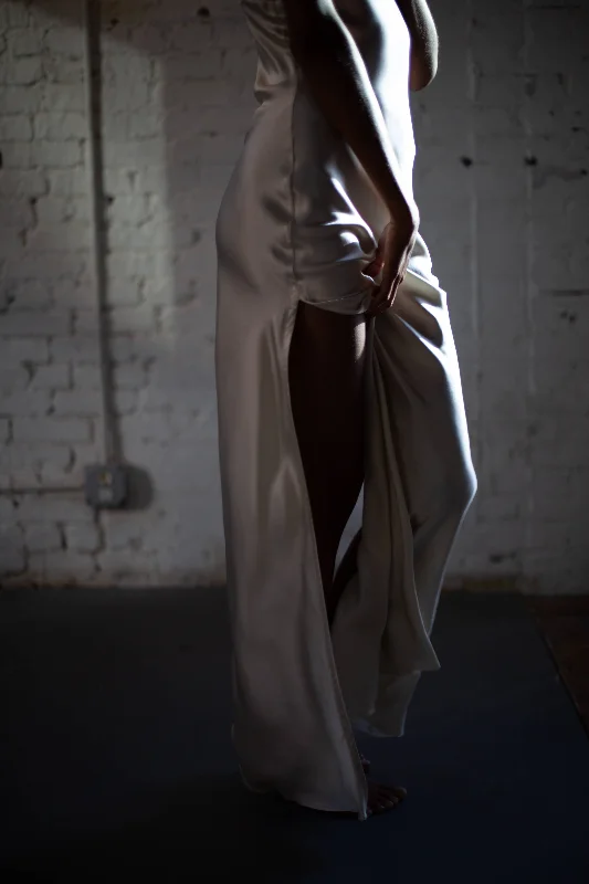 BM Full Length Slip Dress with Slit - Limestone