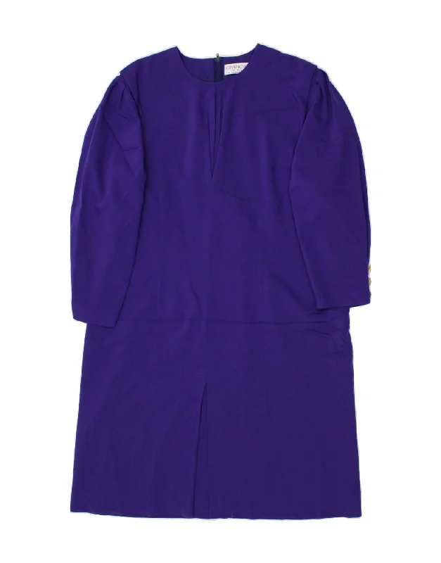 GIVENCHY Womens 3/4 Sleeve Shift Dress EU 46 XL Purple Virgin Wool