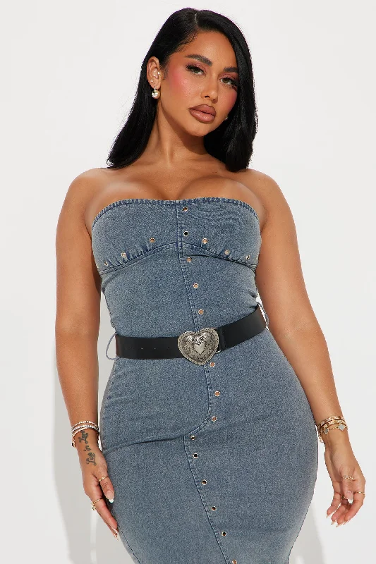 Houston Belted Denim Maxi Dress - Light Wash