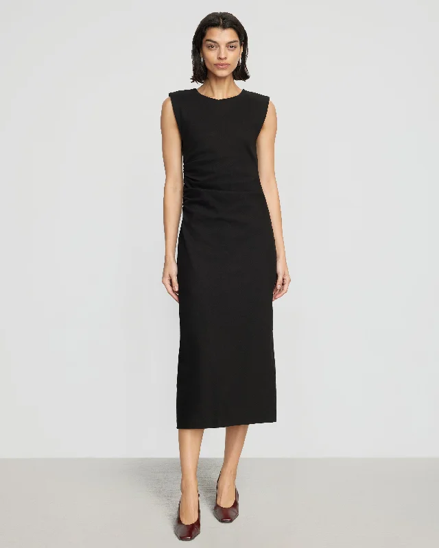 Iman Split-Hem Cotton Twill Dress