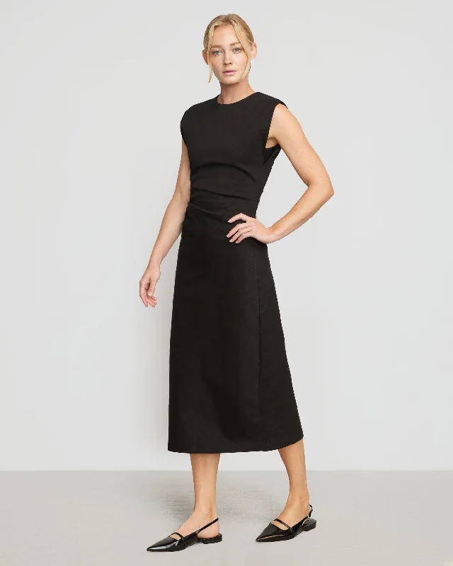 Iman Split-Hem Cotton Twill Dress