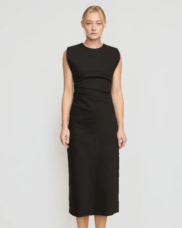 Iman Split-Hem Cotton Twill Dress