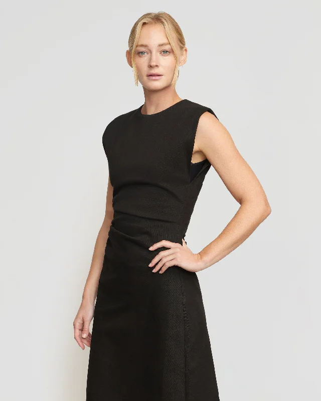 Iman Split-Hem Cotton Twill Dress