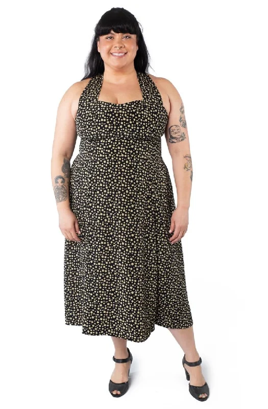 Iris Dress in Black and Creme Dot