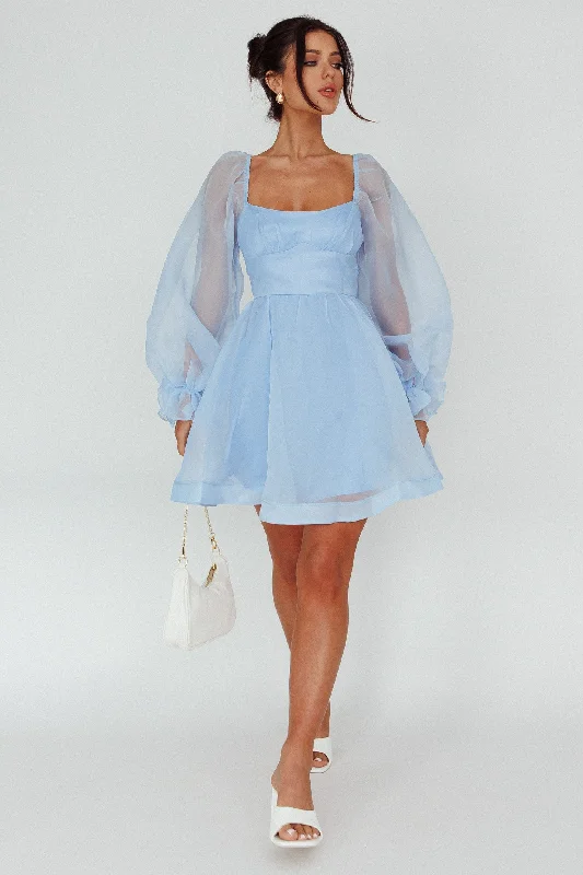 I've Got Sunshine Long Sleeve Mini Dress Light Blue