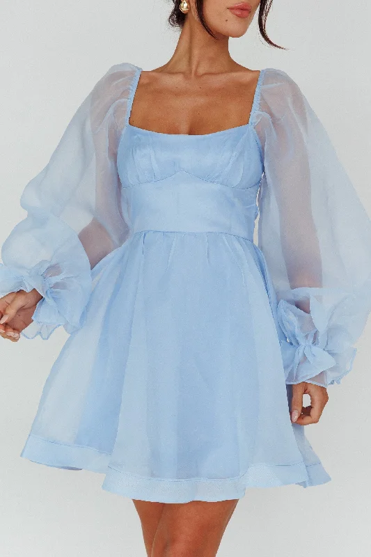 I've Got Sunshine Long Sleeve Mini Dress Light Blue