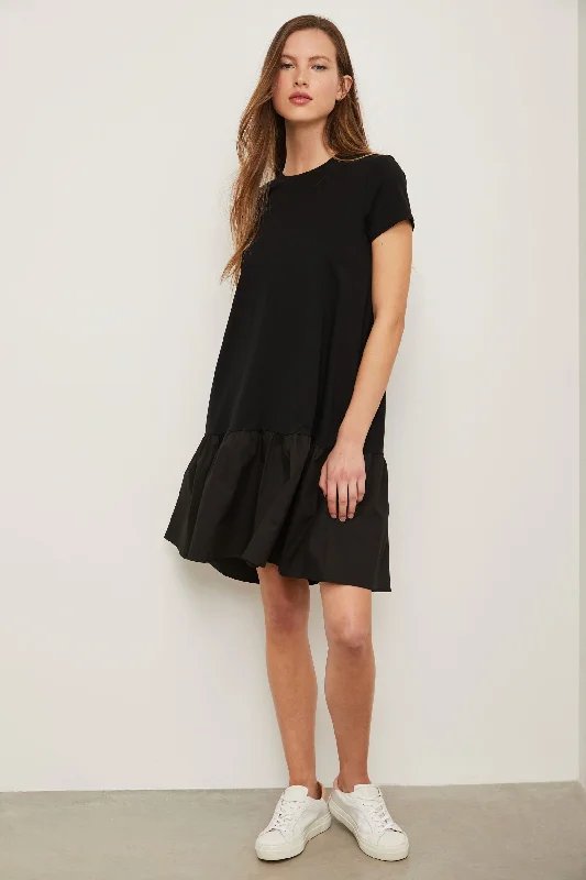 Jersey dress with poplin frill