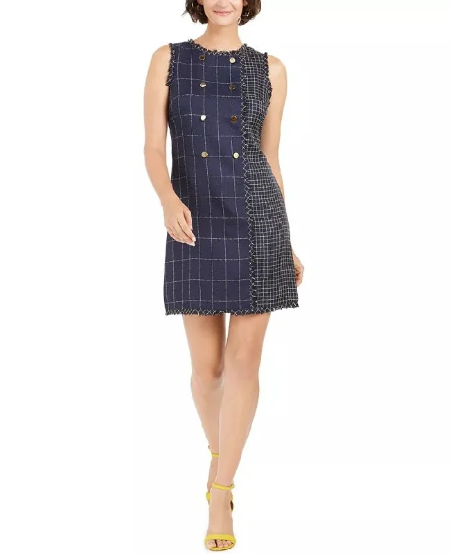 Julia Jordan Women's Double Breasted Tweed Shirtdress Blue Size 4