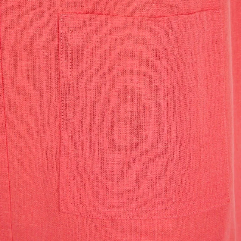 Ladies Linen Mix Shift Dress - Coral