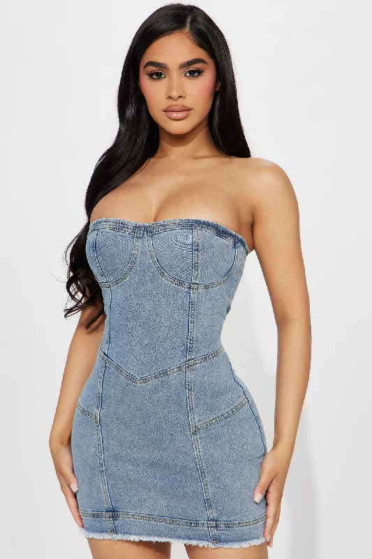 Leena Denim Mini Dress - Light Wash