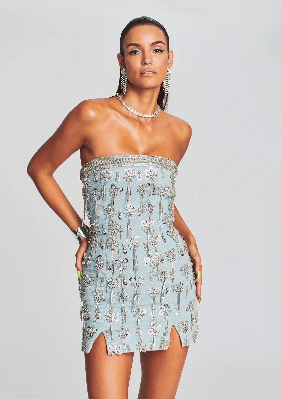 Linez Embellished Denim Dress