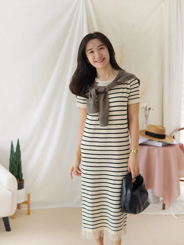 MARCHE STRIPE KNIT FRAY DRESS