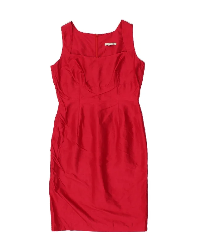 MARELLA Womens Sleeveless Sheath Dress UK 10 Small Red Silk