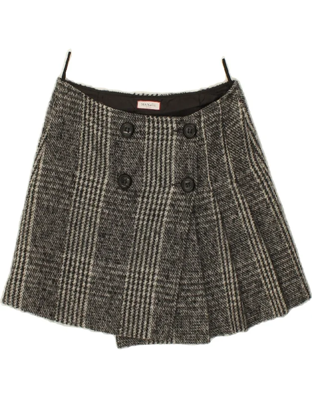 MAX & CO. Womens Pleated Mini Skirt W28 Medium  Grey Check