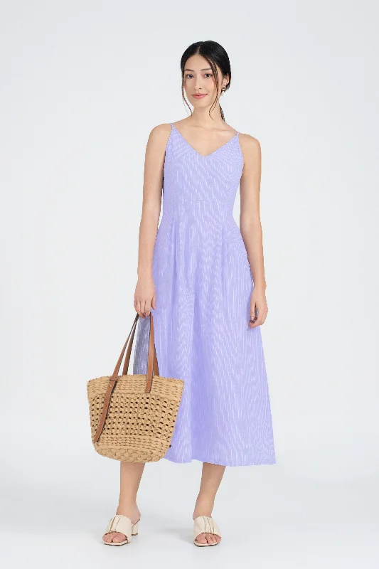 Monique Strap Midi Dress in Light Purple