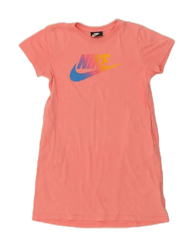 NIKE Womens Graphic T-Shirt Dress UK 10 Small Pink