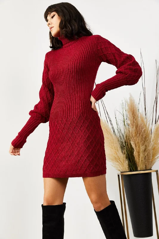 ordo Sleeve and Skirt Textured Knitwear Dress REF: ELB-19001302