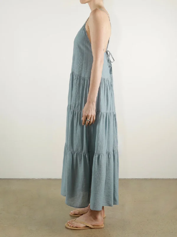 Sunny Maxi Dress in Viscose Gauze - Sea *Final Sale*