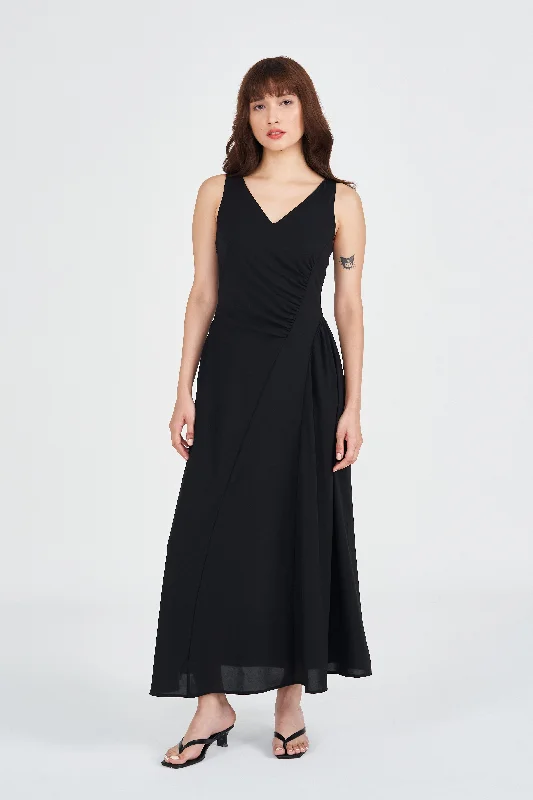 [Petite fit] Philippa Asymmetrical Ruched Maxi Dress