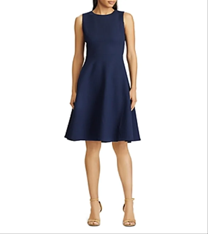 Ralph Lauren Women's Charley Sleeveless Office Fit & Flare Dress Blue Size 4