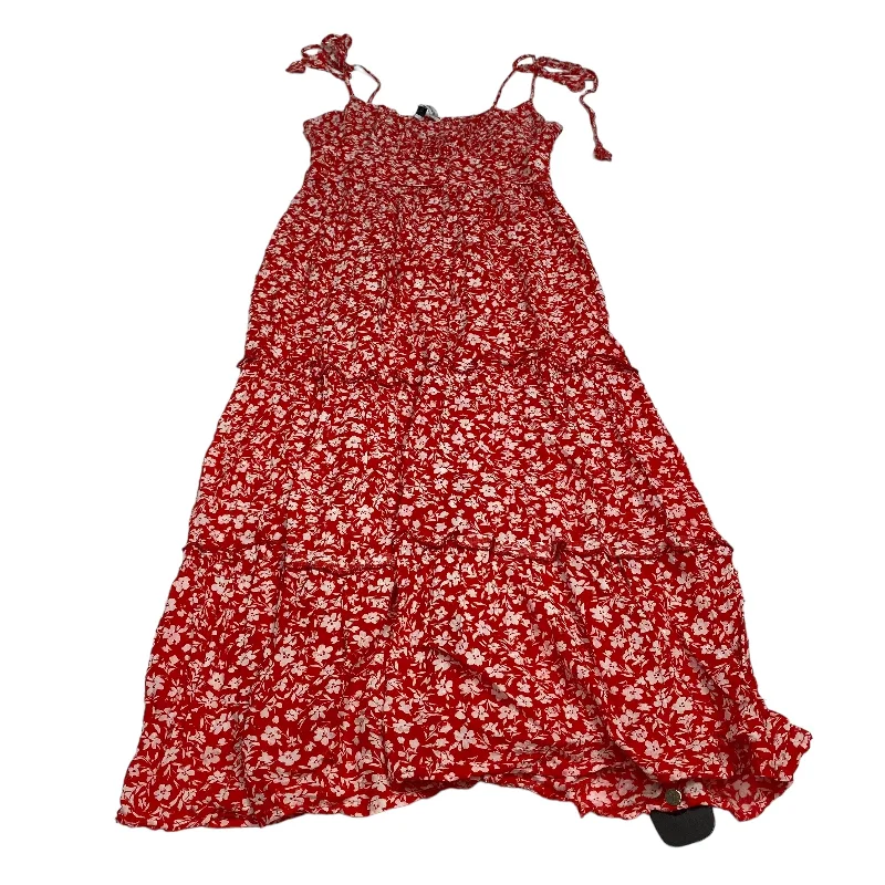 Red Dress Casual Midi Olivaceous, Size S