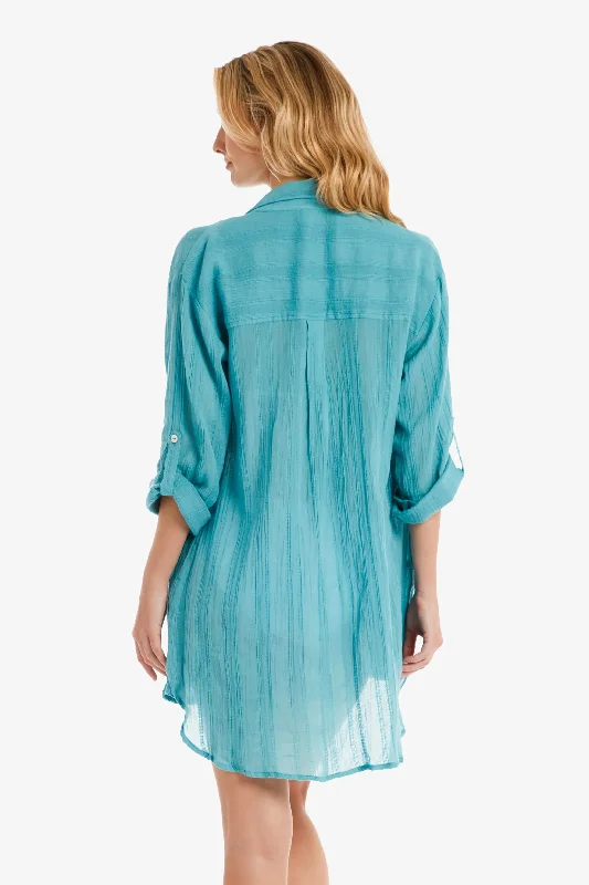 Relaxed Shirt Dress  |  Coastal Blue