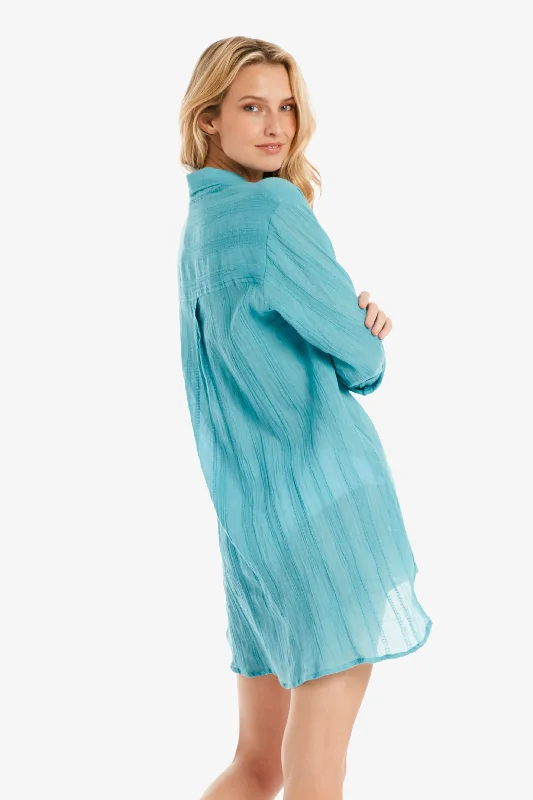 Relaxed Shirt Dress  |  Coastal Blue