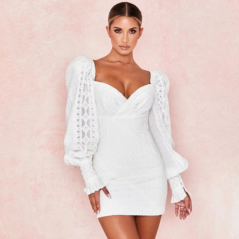 Sexy White Lace Mini Dress