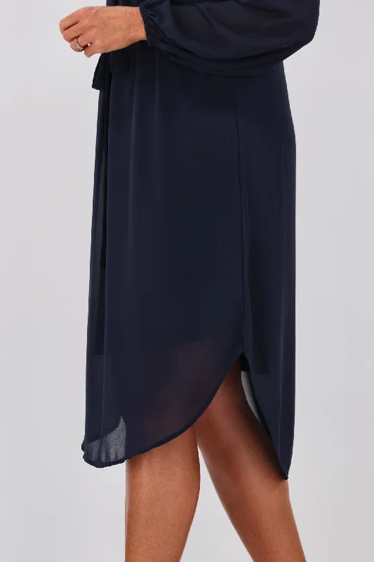 Shine On Label Zaya Placket Neck Dress Midnight