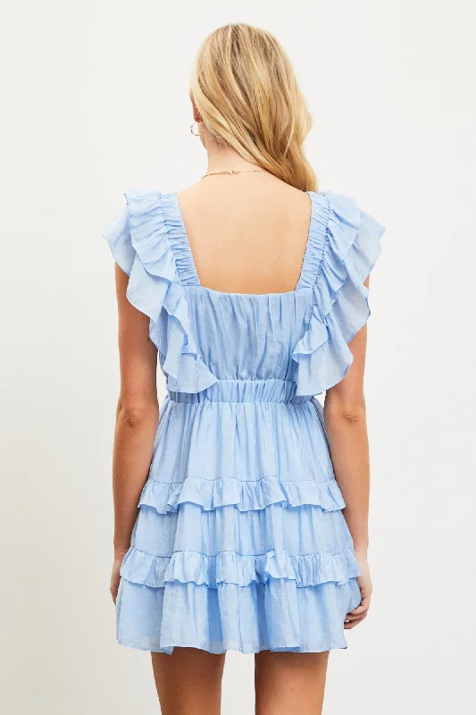 Summer Ruffle Top Dress in Blue