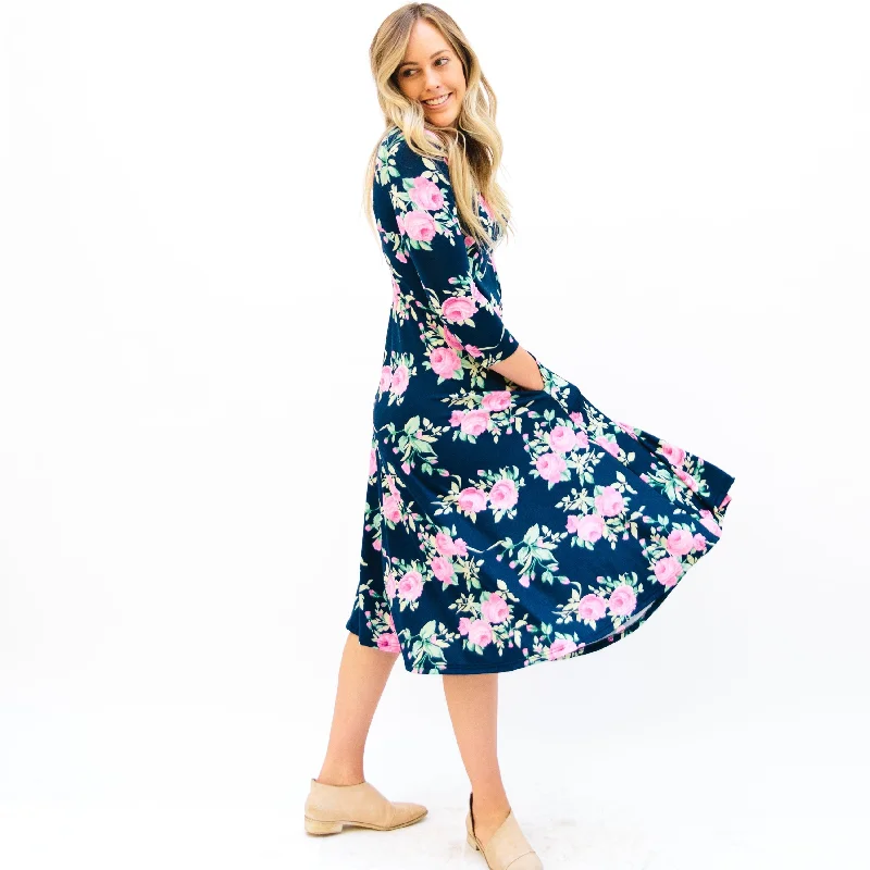 Navy/Pink Floral / S 2-4