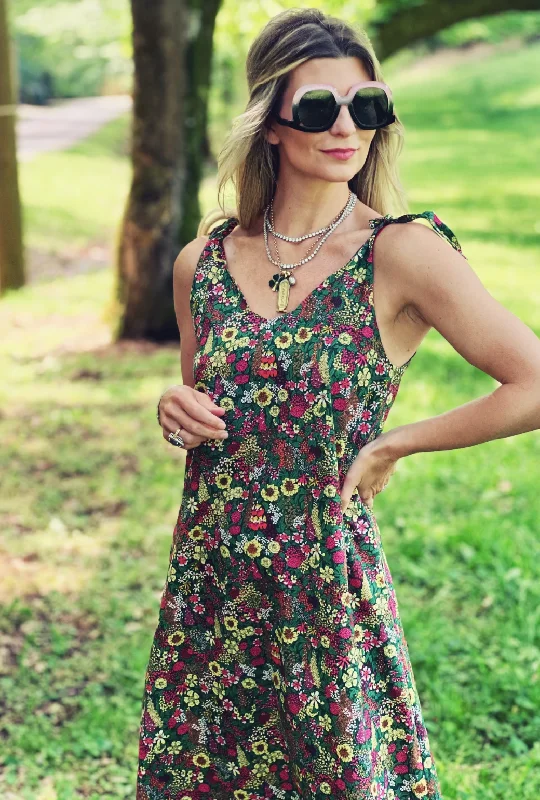 Tie Tank Dress - MAXI - Green Floral