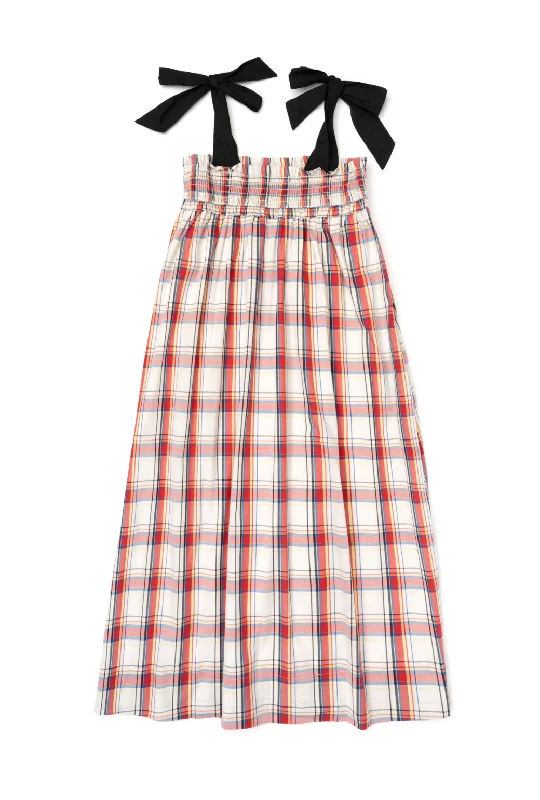 BURU x Sabrina Tie Top MIDI Dress - Primary Plaid