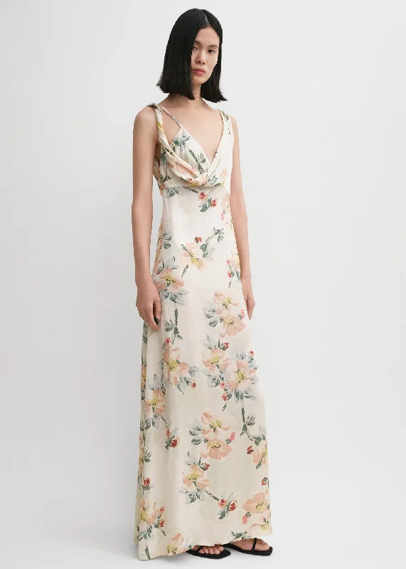 Twist drape dress washed floral