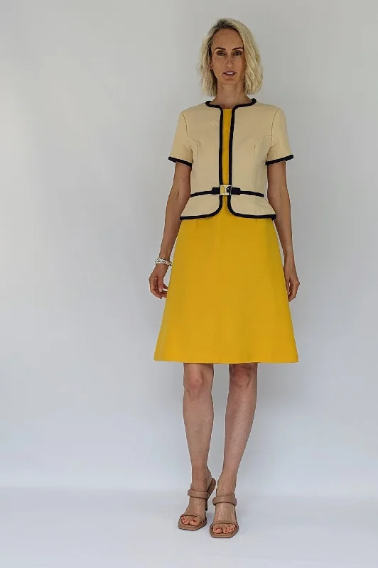 Vintage 60s Louis Feraud Dress with Suit Effect and Statement Buckle