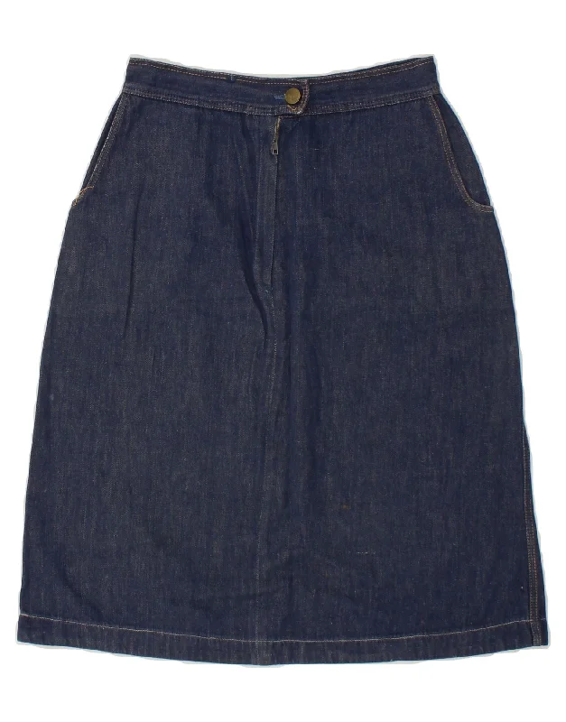 VINTAGE Womens Denim Skirt W26 Small Navy Blue