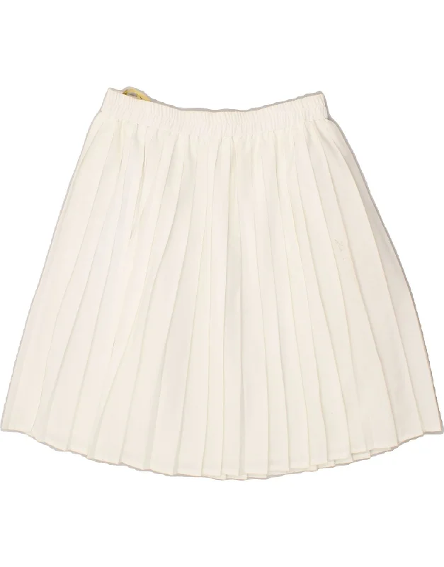 VINTAGE Womens Pleated Skirt UK 12 Medium W28 White Viscose