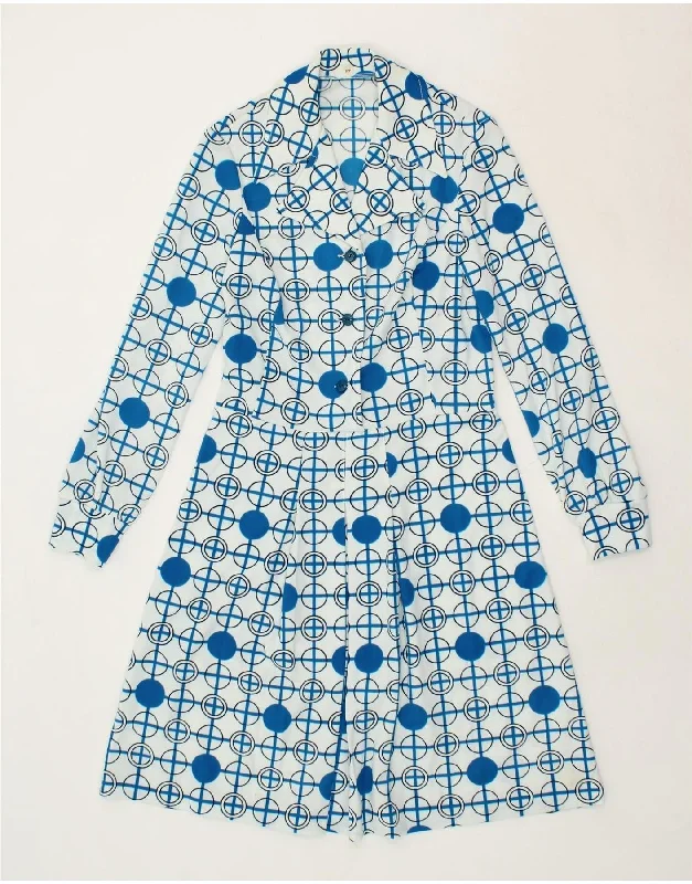 VINTAGE Womens Pullover Shirt Dress IT 44 Medium Blue Geometric