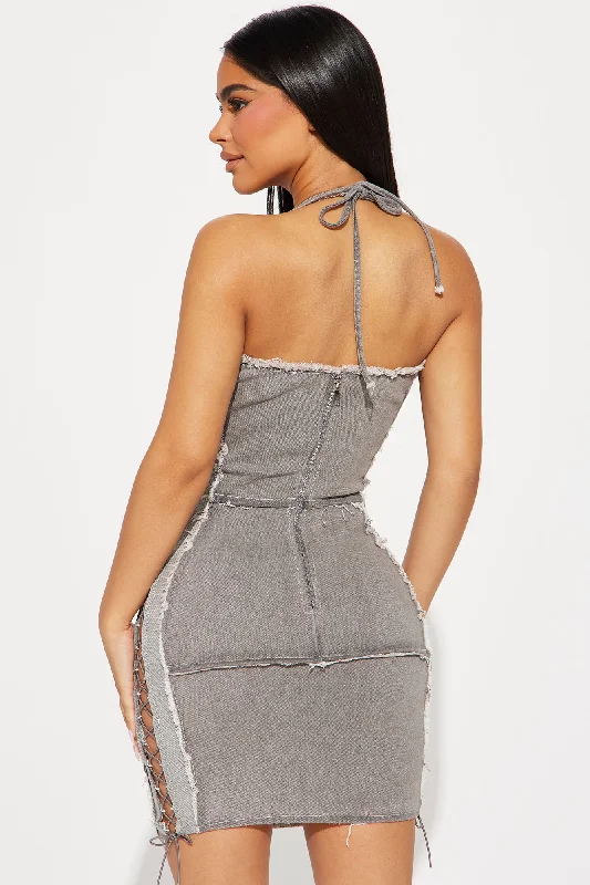 Wynter Denim Mini Dress - Grey