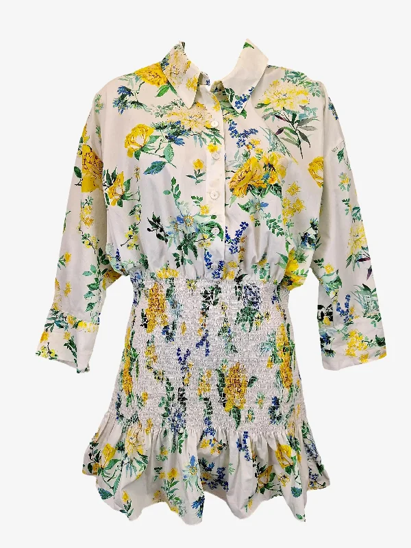 Zara Spring Flora Shirred Mini Dress Size M