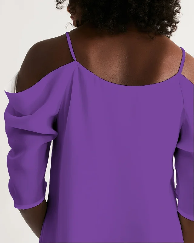 AKH Purple Women's Open Shoulder A-Line Dress