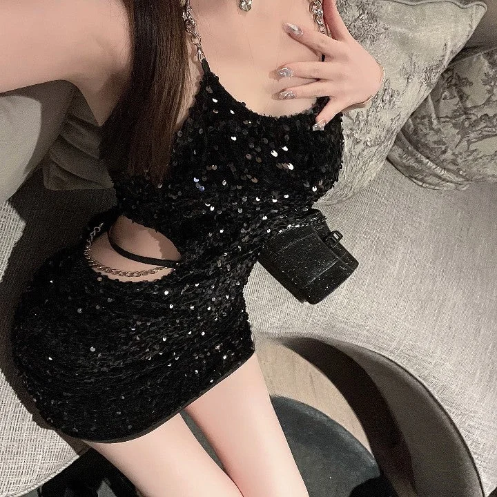 Black sequin dress yv31699