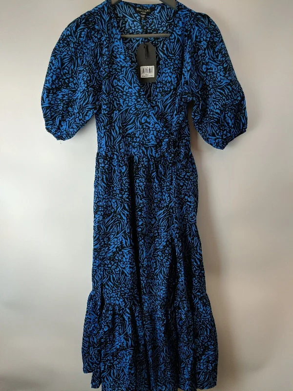 Brave Soul Blue Animal Printed Wrap Midi Dress Size Medium **** V325