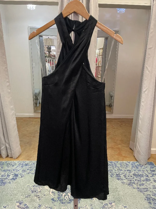 Elegant Evening Black Halter Dress