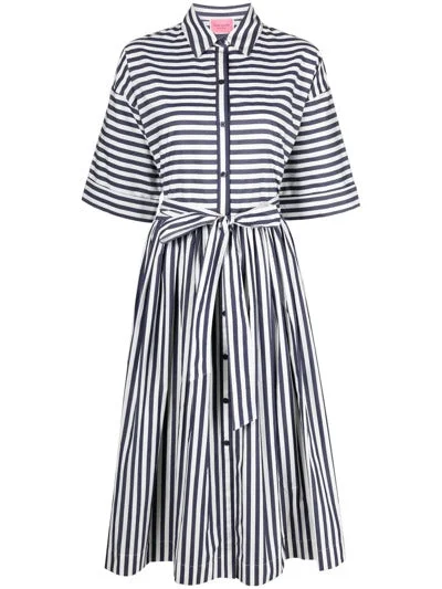 Kate Spade Julia Stripe Bungalow Midi Dress In Squid Ink. Size UK XL